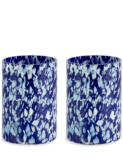 Stories Of Italy Macchia Mouth-blown Glass Tumblers Set Of Two In Blue