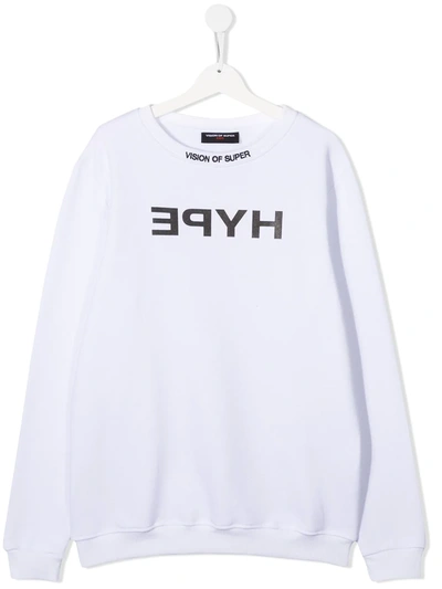 Vision Of Super Teen Hype Cotton Sweatshirt In White