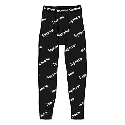 Pre-owned Supreme Hanes Thermal Pant (1 Pack) Black Logos