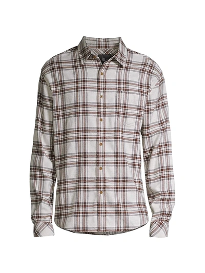 Rails Sussex Cotton Plaid Relaxed Fit Button Down Shirt In Oat Grey/ Brick