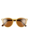 Persol 52mm Round Sunglasses In Yellow/ Brown