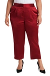 Vince Camuto Women's Slim Leg Front Pleat Soft Satin Pants In Deep Red