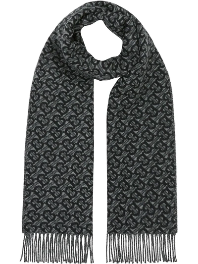 Burberry Grey Monogrammed Cashmere Scarf