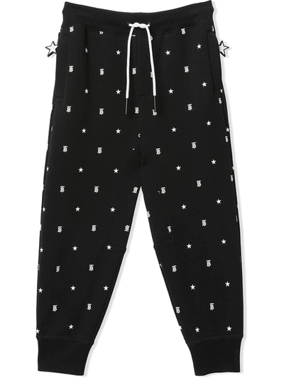 Burberry Star And Monogram Motif Trackpants In Black