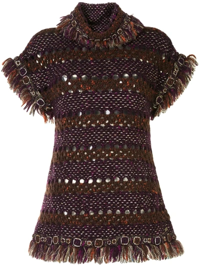 Pre-owned Chanel Mirror Detailing Knitted Dress In Purple