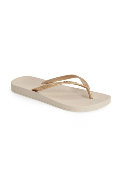 Ipanema 'ana' Flip Flop In Beige/ Gold