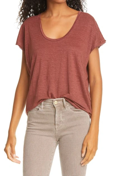 Frame Easy Scoop Neck Organic Linen T-shirt In Sable