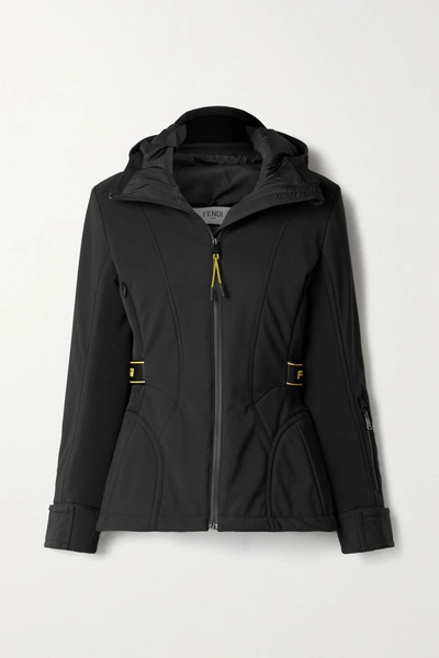 Fendi Rubber-trimmed Paneled Hooded Ski Jacket In Black