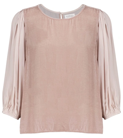 Velvet Elise  And Silk Blouse In Pink