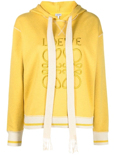Loewe Embroidered Cotton-jersey Hoodie In Yellow