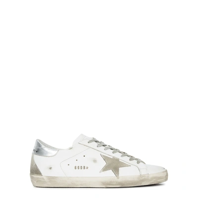 Golden Goose Super-star Leather Upper And Heel Suede Star And Spur Cream Sole In White