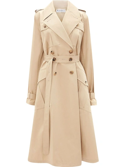 Jw Anderson Sand Double-breasted Cotton-twill Trench Coat In Beige