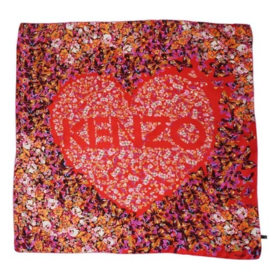 Pre-owned Kenzo Silk Handkerchief In Red
