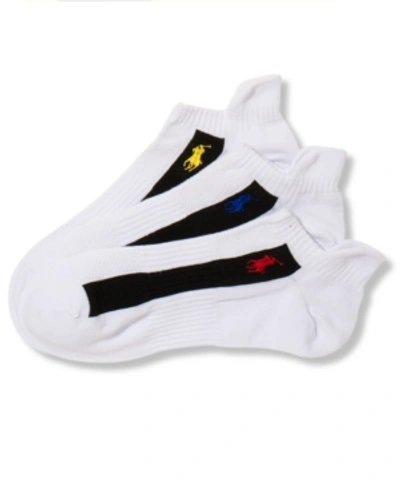 Polo Ralph Lauren Men's Socks, Stripe Athletic Heel Tab Men's Socks 3-pack In White Assorted