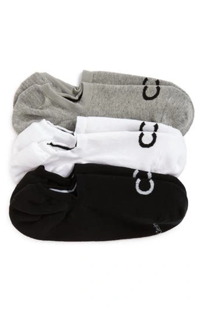 Calvin Klein 3-pack Micro Cushion No-show Socks In Grey Heather/white/black