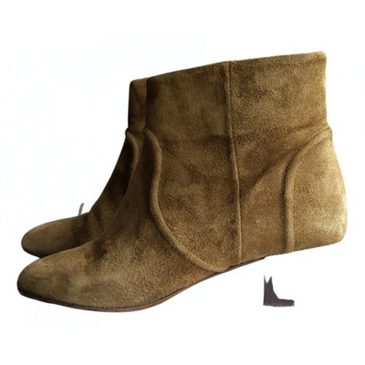 Pre-owned Tila March Khaki Suede Ankle Boots