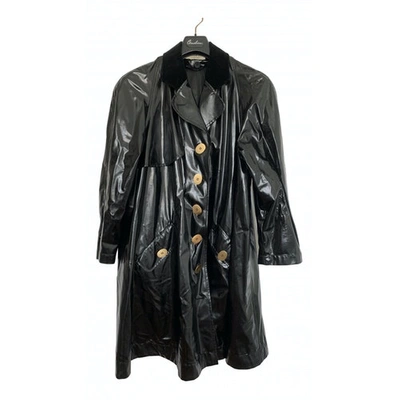 Pre-owned Dior Black Patent Leather Trench Coat