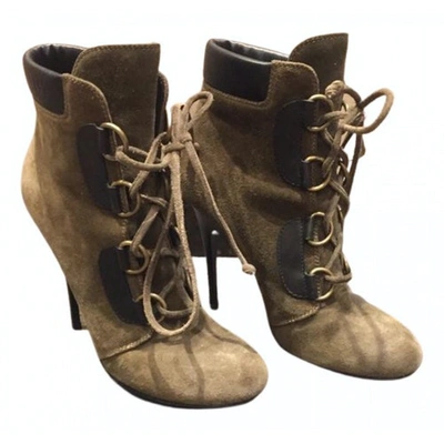 Pre-owned Giuseppe Zanotti Lace Up Boots In Khaki