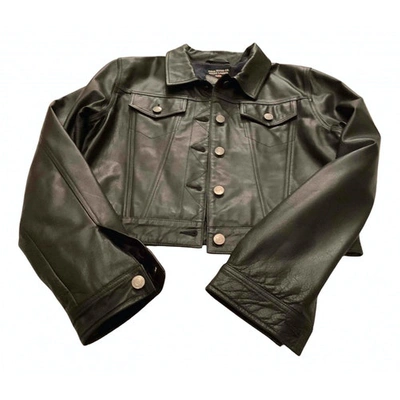 Pre-owned Polo Ralph Lauren Leather Biker Jacket In Black