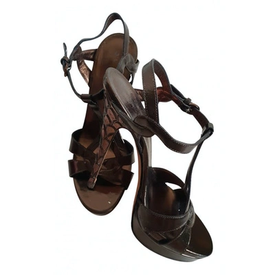 Pre-owned Casadei Patent Leather Sandals In Brown