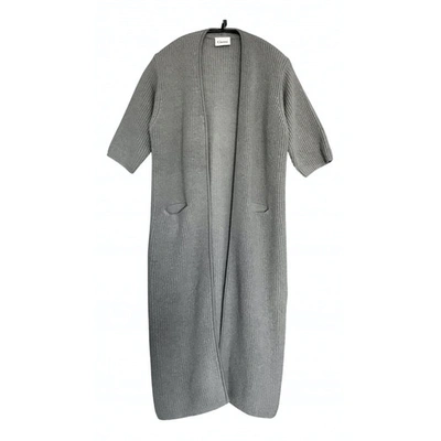 Pre-owned Ganni Wool Cardi Coat In Grey
