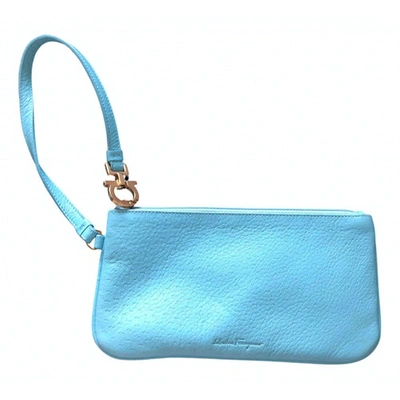 Pre-owned Ferragamo Turquoise Leather Clutch Bag