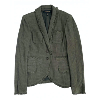 Pre-owned Escada Tweed Jacket In Green