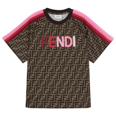 Fendi Brown Ff Logo Rainbow T-shirt