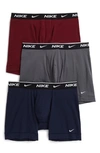 Nike Dri-fit Everyday Assorted 3-pack Performance Boxer Briefs In Grey/ Beetroot/ Navy