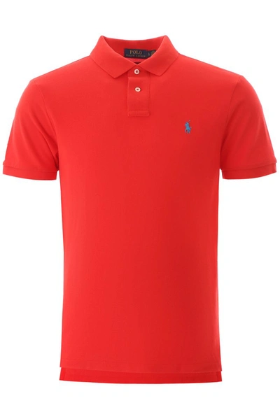 Polo Ralph Lauren Logo Embroidery Polo In Red