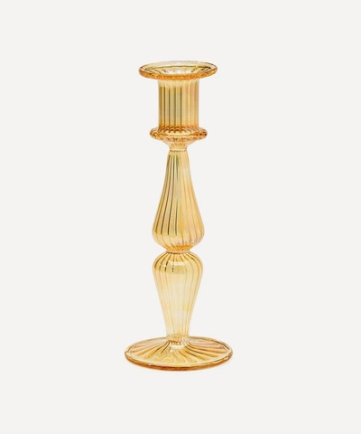 Anna + Nina Phoebe Glass Candle Holder 20cm In Yellow