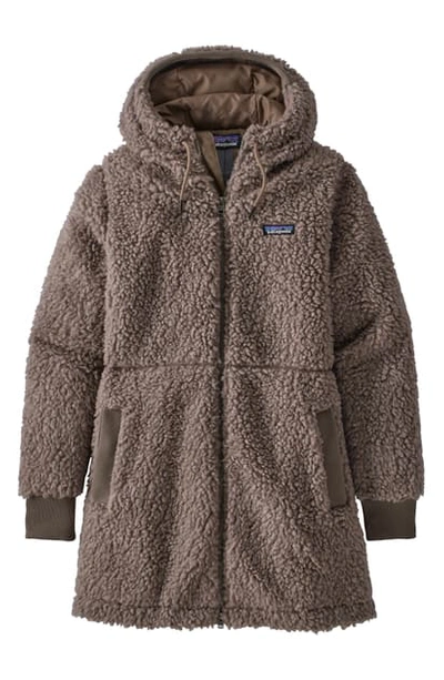 Patagonia Dusty Mesa High Pile Fleece Parka In Natural With Smolder Blue