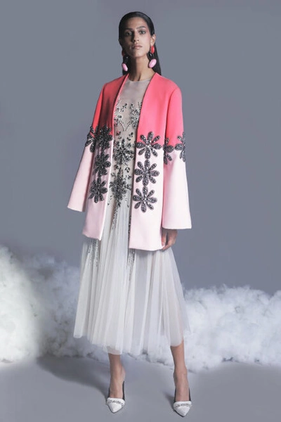 Georges Hobeika Beaded Tulle Sleeveless Midi Dress With Jacket