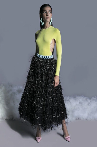 Georges Hobeika Long Sleeve Top And Beaded Tulle Skirt