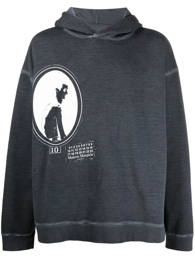 Maison Margiela Graphic-print Cotton Hoodie In Grey