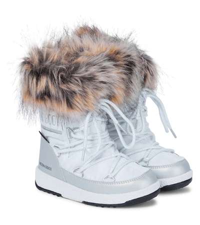 Moon Boot Kids' Protecht Monaco Low Snow Boots In White Silver