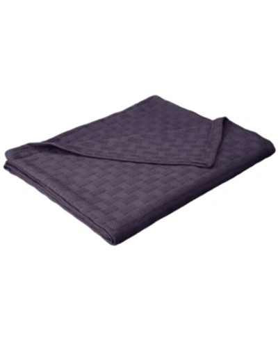 Superior Basket Weave Woven All Season Blanket, Twin Bedding In Navy