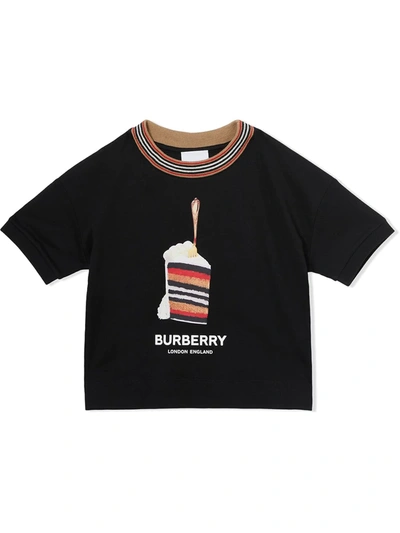 Burberry Kids' Cake Print Cotton Jersey T-shirt In Black