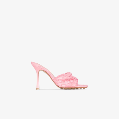 Bottega Veneta Stretch Raffia Sandals In Pink