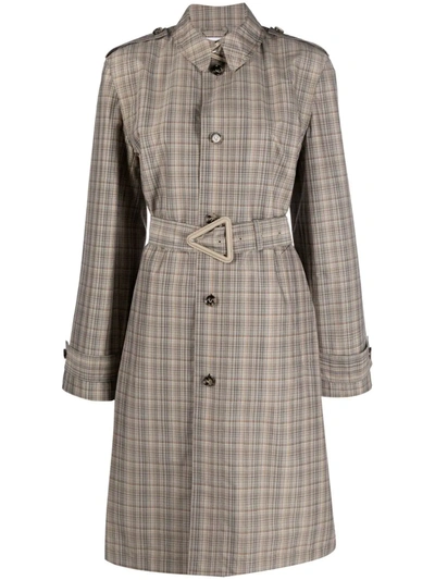 Bottega Veneta Check Water-repellent Belted Midi Coat In Neutrals