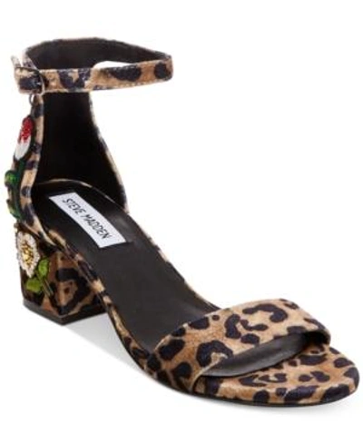 Steve Madden Women's Inca Studded Block-heel Sandals In Leopard