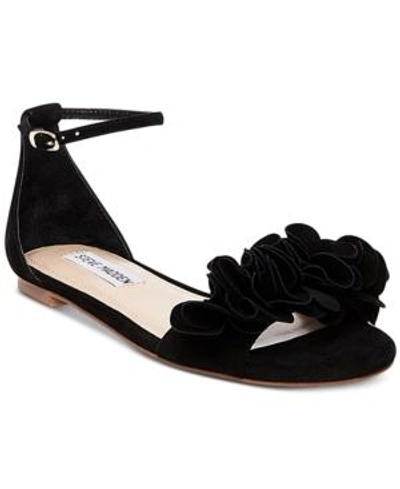 Steve Madden Women's Dorothy Two-piece Ruffle Sandals In Black Suede