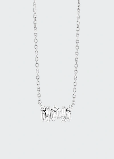 Suzanne Kalan 18k White Gold Shimmer Small 18ct White-gold, 0.27ct Baguette-cut Diamond And 0.06ct Brilliant-cut D In Silver