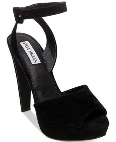 Steve Madden Women's Amber Two-piece Platform Sandals In Black Suede