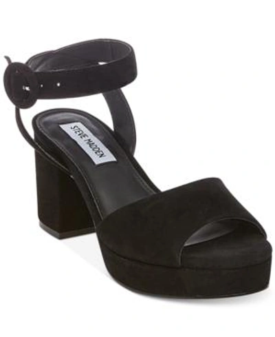 Steve Madden Women's Tickle Two-piece Platform Sandals In Black Suede