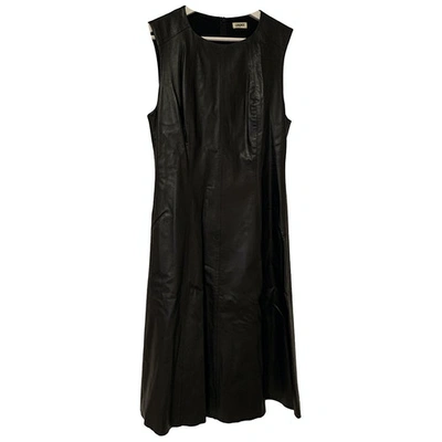 Pre-owned L Agence Leather Mid-length Dress In Black