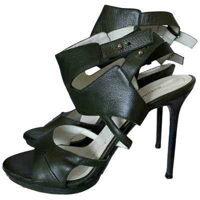 Pre-owned Costume National Leather Sandal In Green