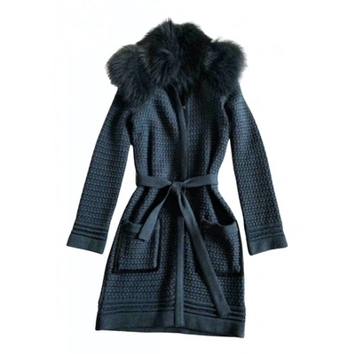 Pre-owned Roberto Cavalli Wool Coat In Turquoise