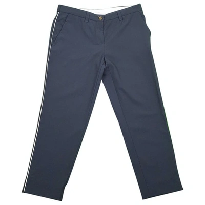 Pre-owned Miu Miu Wool Trousers In Blue