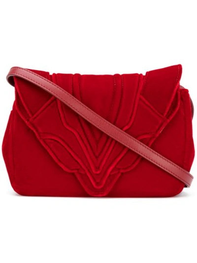 Elena Ghisellini Felix Small Velvet Crossbody Bag In Red